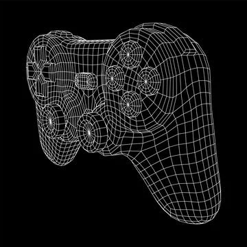 Game controller or gamepad for videogames. Wireframe low poly mesh Stock Illustration