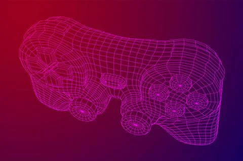 Game controller or gamepad for videogames. Wireframe low poly mesh Stock Illustration