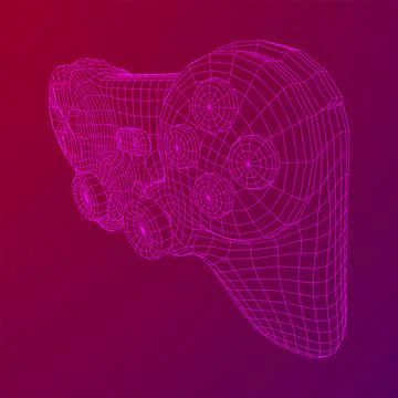 Game controller or gamepad for videogames. Wireframe low poly mesh Illustrazione stock