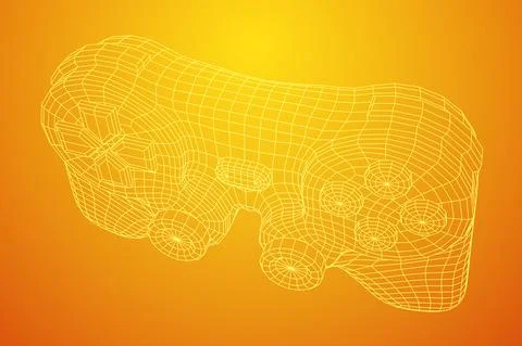 Game controller or gamepad for videogames. Wireframe low poly mesh Stock Illustration