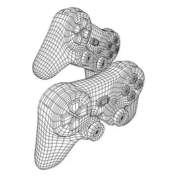 Game controller or gamepad for videogames. Wireframe low poly mesh Illustrazione stock