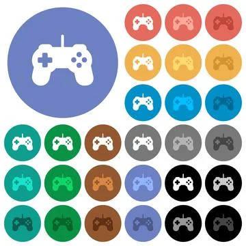 Game controller round flat multi colored icons イラスト素材