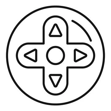 Game controller showing d pad with arrows in circle icon Stock Illustration