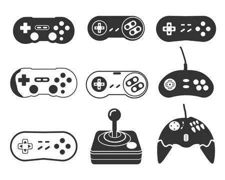 Game controller silhouette, Old Game Controller SVG Stock Illustration