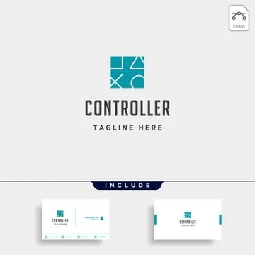 Game controller simple logo line template vector icon element Illustrazione stock