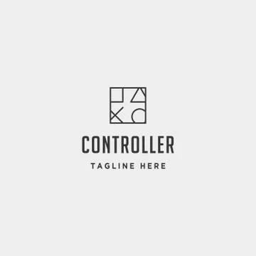 Game controller simple logo line template vector icon element 스톡 일러스트