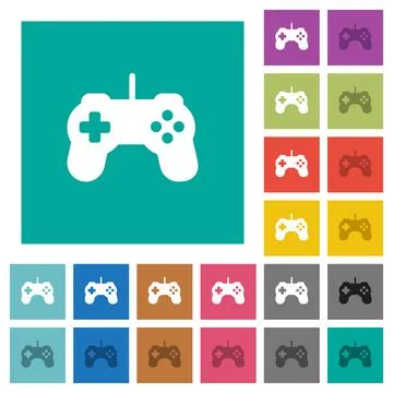 Game controller square flat multi colored icons Illustrazione stock