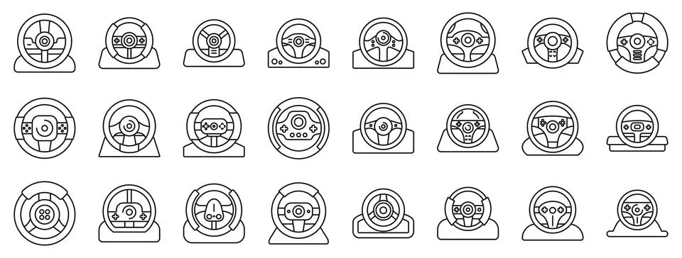 Game controller steering wheel icons set. Steering wheel icons showing diff.. 库存插图