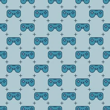 Game Controller vector Device for Video Games colored seamless pattern Stock Illustration