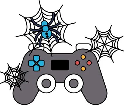 Game controller wrapped in spiderwebs Stock Illustration