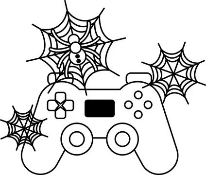 Game controller wrapped in spiderwebs 스톡 일러스트