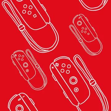 Game controllers seamless pattern. Wallpaper. In outline doodle flat style Illustrazione stock