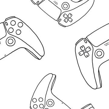 Game controllers seamless pattern. Wallpaper. In outline doodle flat style Stock Illustration