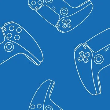 Game controllers seamless pattern. Wallpaper. In outline doodle flat style Stock Illustration