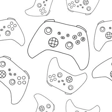 Game controllers seamless pattern. Wallpaper. In outline doodle flat style Stock Illustration