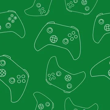 Game controllers seamless pattern. Wallpaper. In outline doodle flat style Stock Illustration