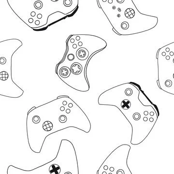 Game controllers seamless pattern. Wallpaper. In outline doodle flat style Stock Illustration
