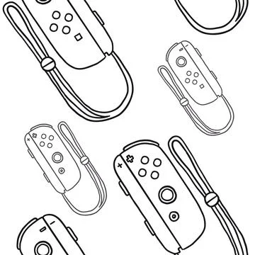 Game controllers seamless pattern. Wallpaper. In outline doodle flat style Illustrazione stock