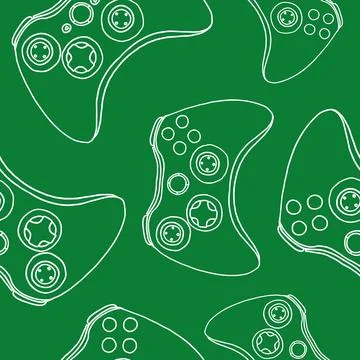 Game controllers seamless pattern. Wallpaper. In outline doodle flat style Stock Illustration
