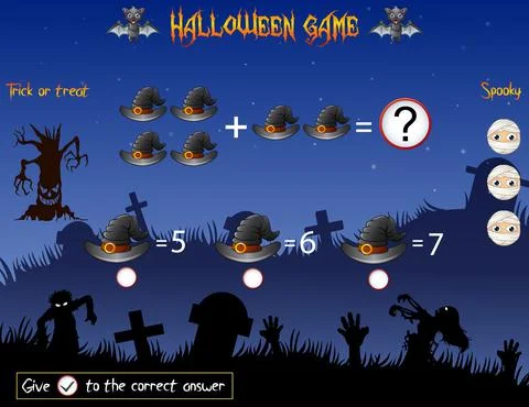 Game count the witch hat in the halloween theme Stock Illustration