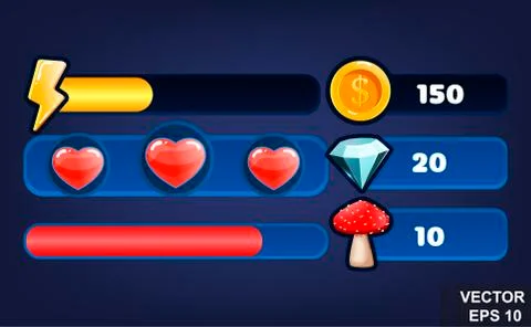A game. Crystal Cartoon button. Bright. Shine congratulation. Win. For your d Stockillustratie