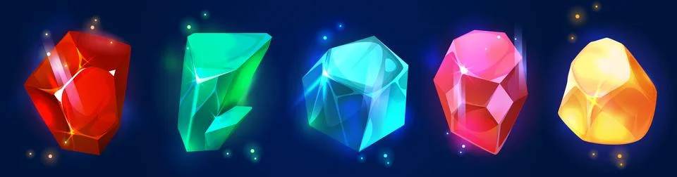 Game crystal gem collection Stock Illustration