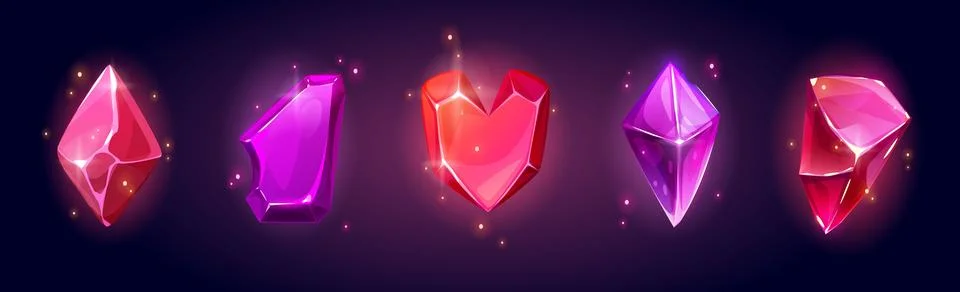 Game crystal gem set with magic diamond Illustrazione stock