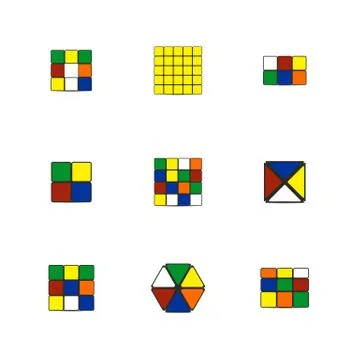 Game cubes of different shapes, vector illustration. 스톡 일러스트