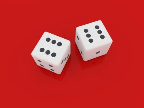 Game cubes on a red background. Stock Illustration