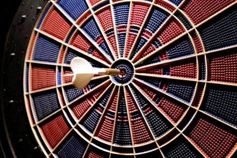 Game of darts with direct hit Foto stock