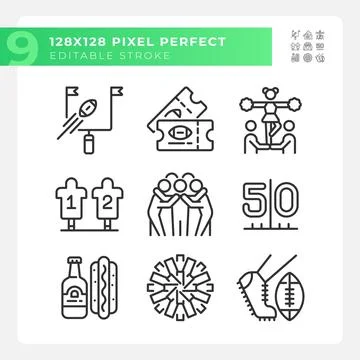 Game day linear icons set Stock Illustration