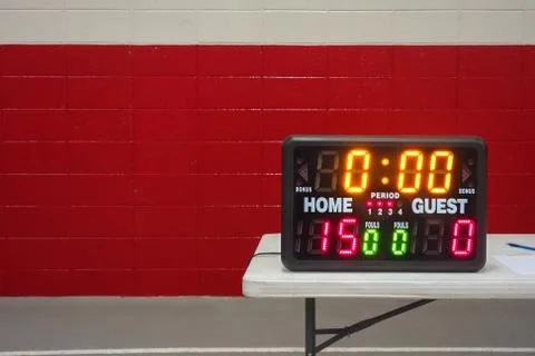 Game day tabletop electronic scoreboard for wrestling, basketball or volleyball Stock Photos