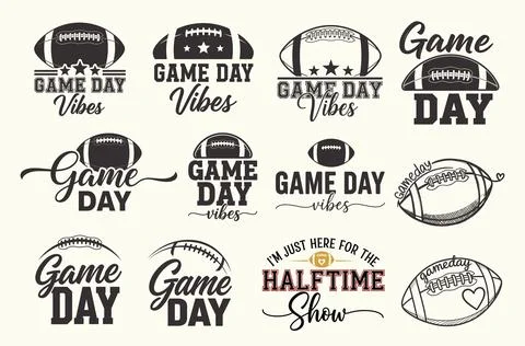 Game day vibes and halftime show football quote bundle Illustrazione stock