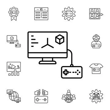 Game, design, computer, game controller flat vector icon in esport pack Stock Illustration