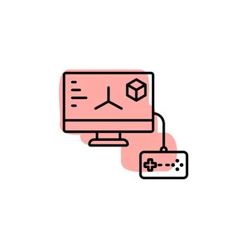 Game, design, computer, game controller with color shadow vector icon in espo Illustrazione stock