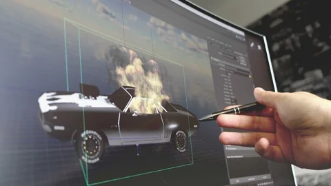 Game design software of hand with pen explain how to design car model for Stock Footage 116617485