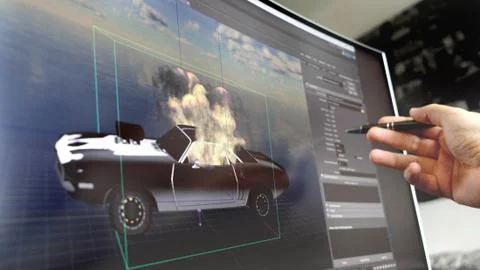Game design software of hand with pen explain how to design car model for Stock Photos