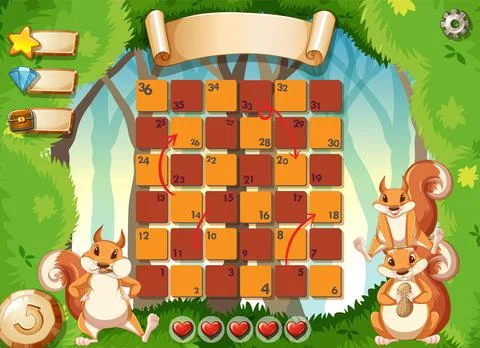 Game design squirrels in park background Ilustración de archivo