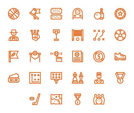 Game Design Vector Icons featuring 28 Pixel Aligned Bold Line Style Stock Illustration