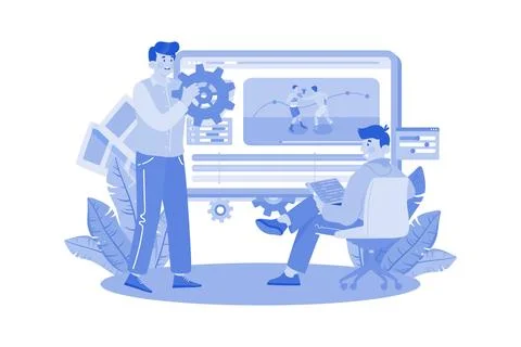 Game Designer conceptualizing game characters and levels Stock Illustration