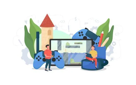 Game designer flat concept vector illustration Illustrazione stock
