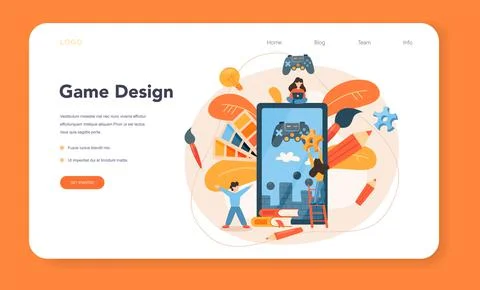 Game designer web banner or landing page. Creative process イラスト素材