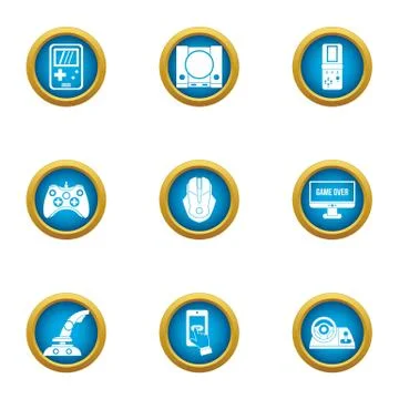Game dev icons set, flat style Stock Illustration