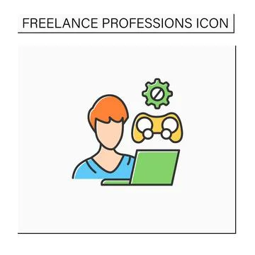 Game developer color icon Illustrazione stock