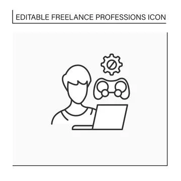 Game developer line icon Stock Illustration