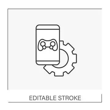 Game developer line icon 库存插图