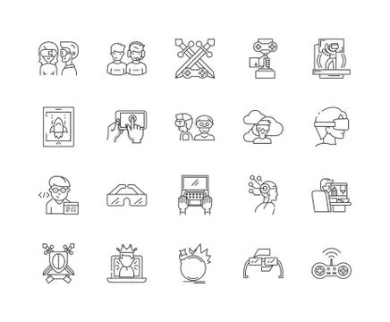 Game developer line icons, signs, vector set, outline illustration concept Stock Illustration