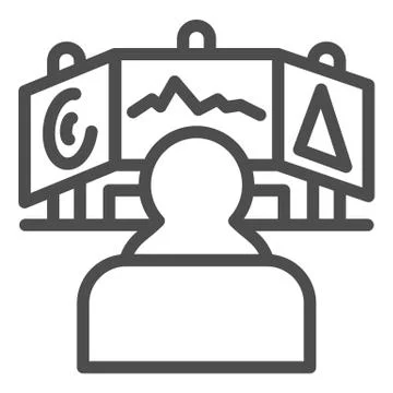 Game developer monitors line icon. Development, programmer workplace symbol Stock Illustration