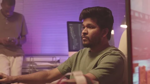 Game Developer Testing Video Game on PC Stock Footage 172196041