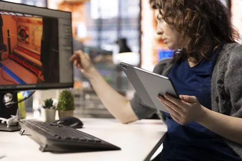 Game developer utilizes AI generated program to design spaceship station 写真素材